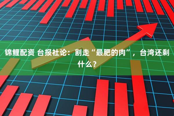 锦鲤配资 台报社论：割走“最肥的肉”，台湾还剩什么？