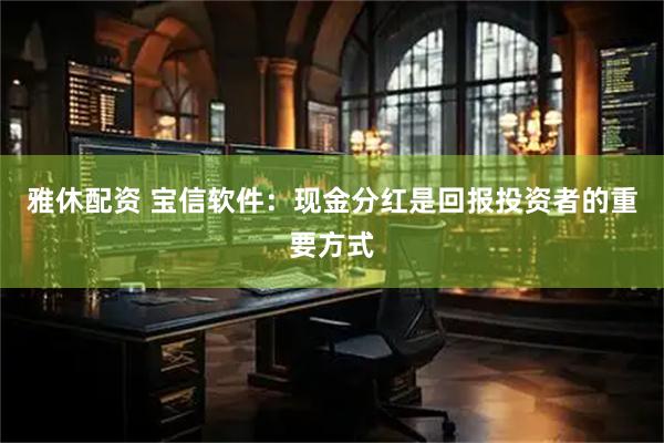 雅休配资 宝信软件：现金分红是回报投资者的重要方式